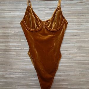 orange velvet body suit